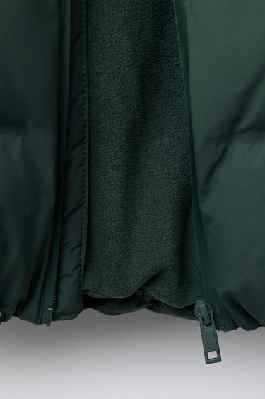 WATER-REPELLENT QUILTED COAT WITH HOODIE - Green by Zara - Image 10
