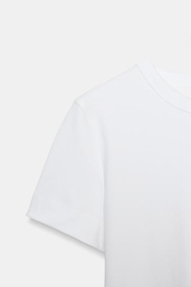 T-SHIRT INTERLOCK À MANCHES COURTES - Blanc de Zara - Image 6