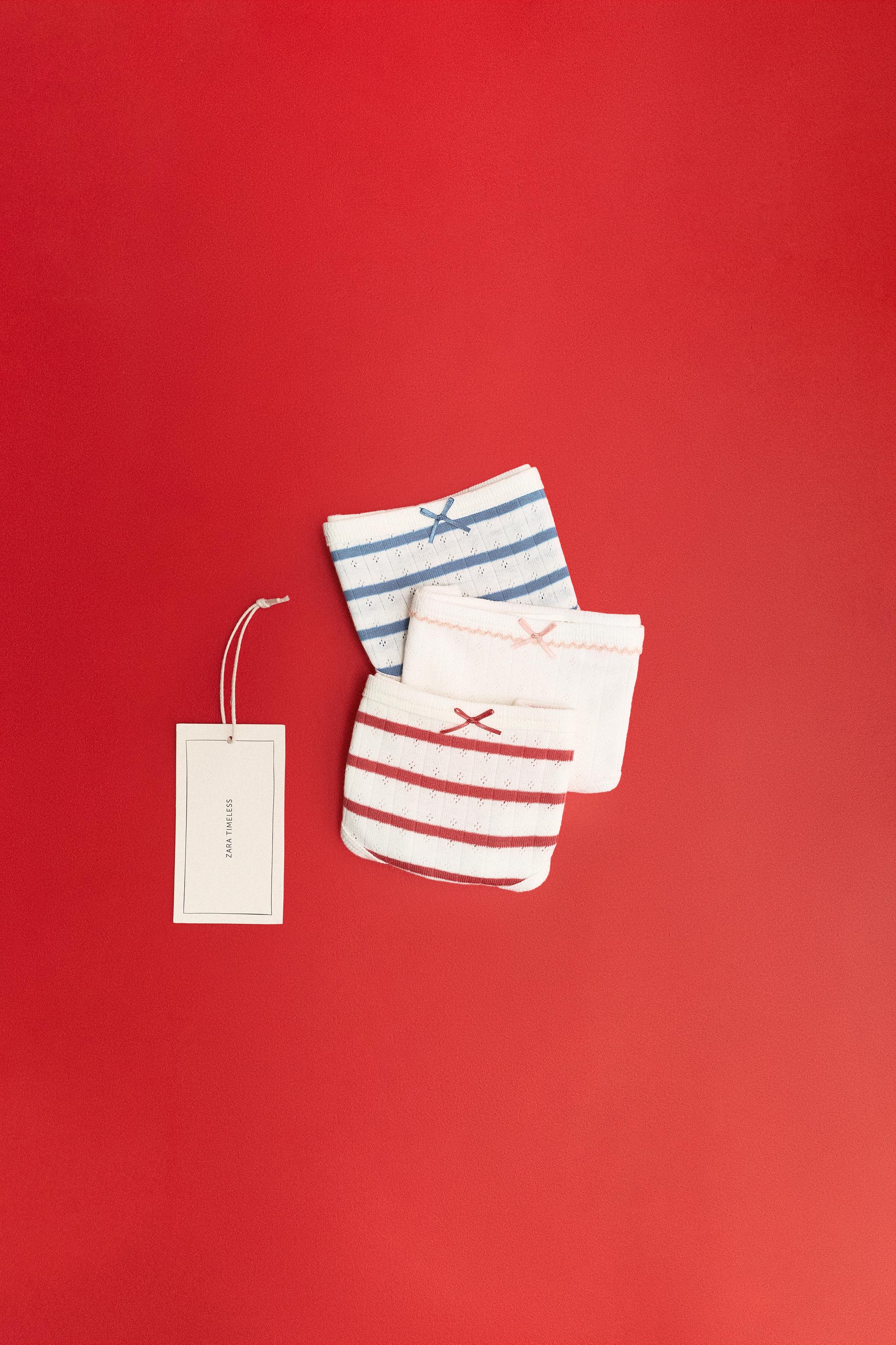 ZARA TIMELESS - LOT DE TROIS CULOTTES POINTELLE À RAYURES