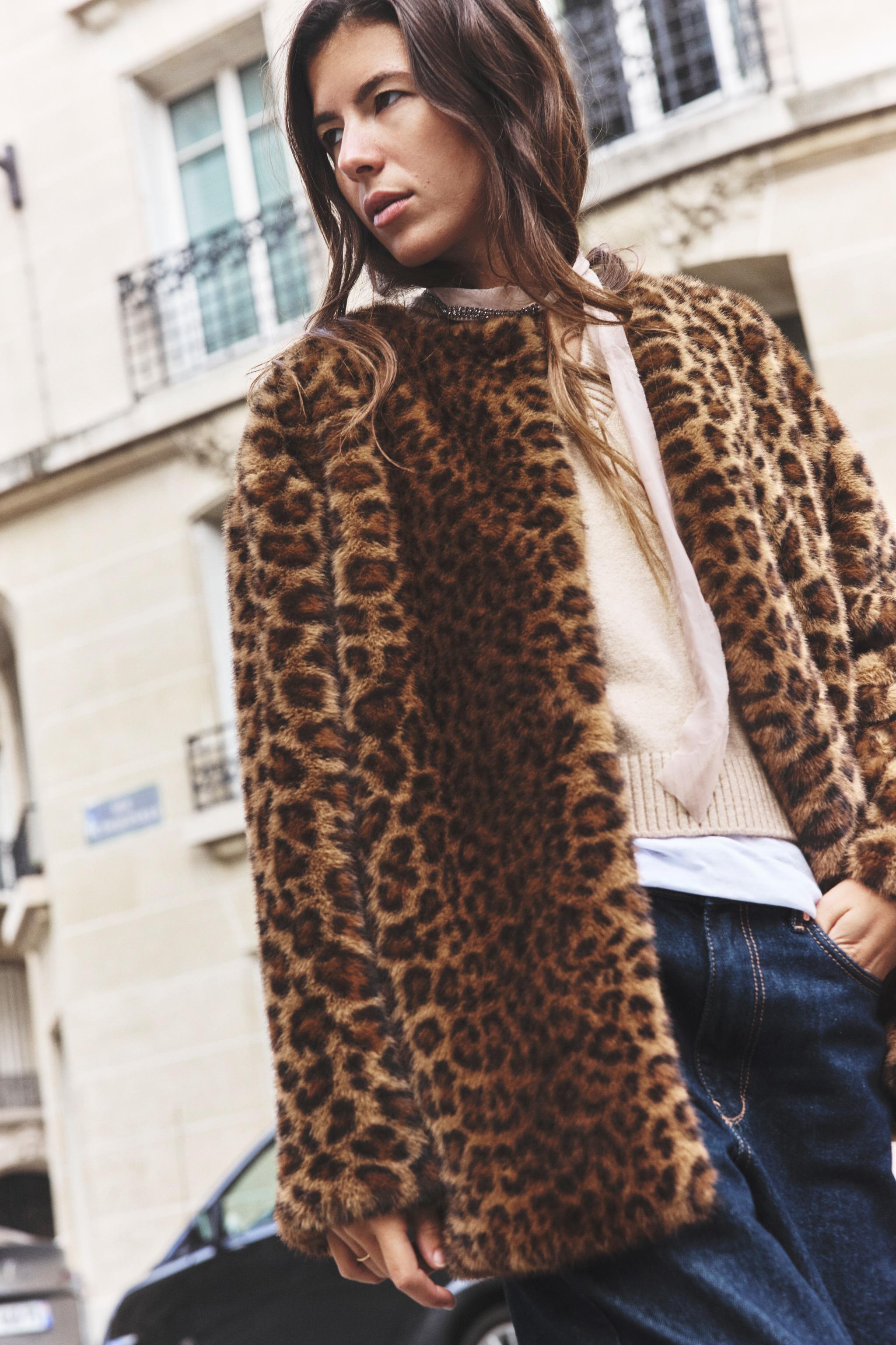 Leopard coat zara on sale