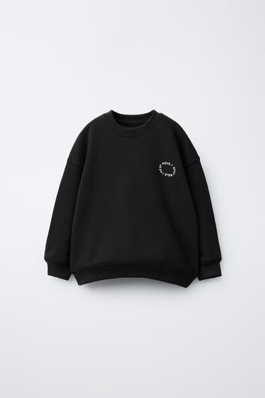 Zara BASIC TEXT SWEATSHIRT - Black