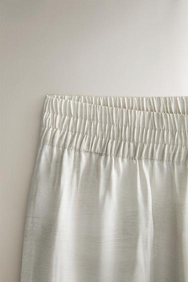 WATERCOLOUR PRINT TROUSERS — Grey / Tan 2