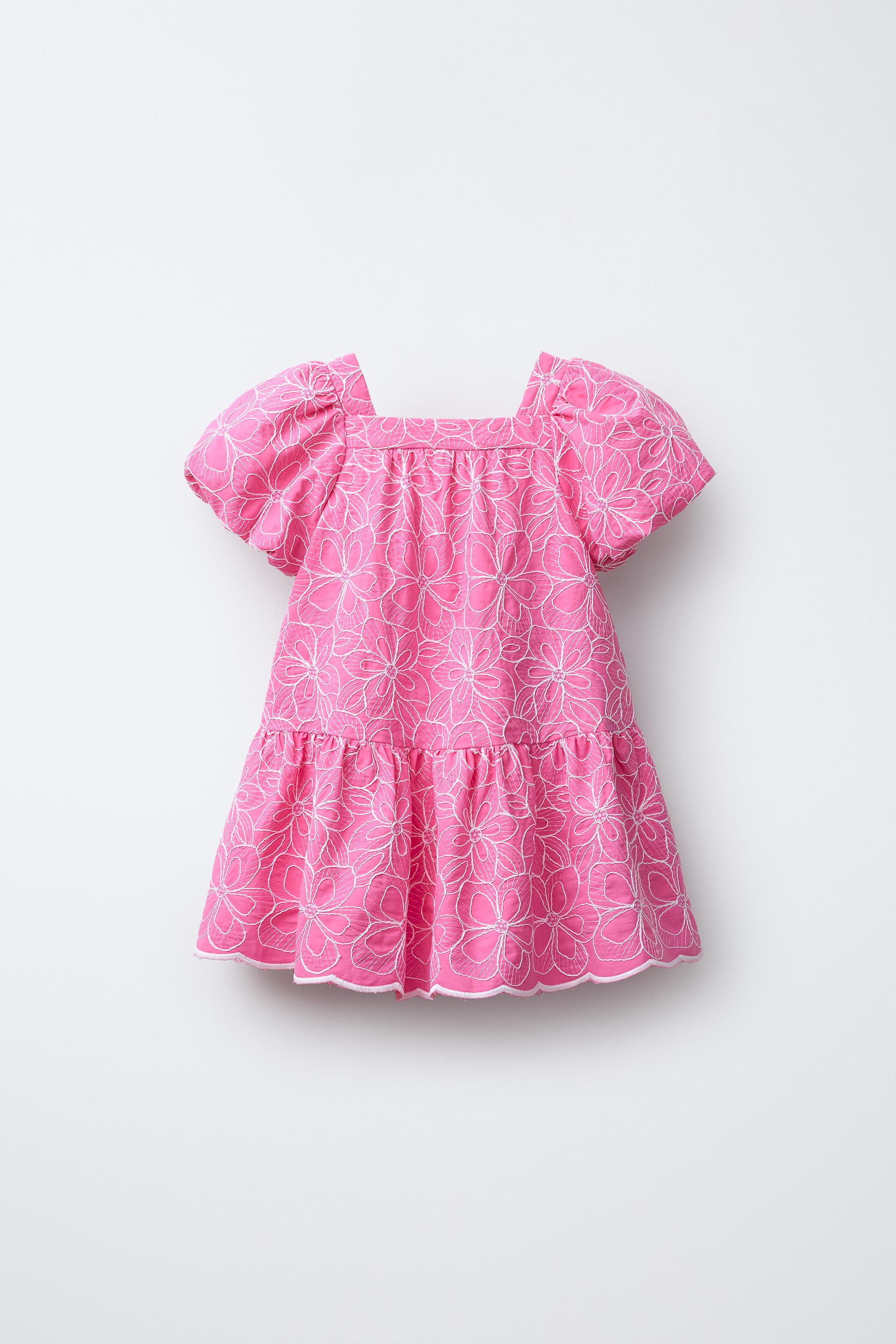 EMBROIDERED FLORAL DRESS - Fuchsia | ZARA United Kingdom