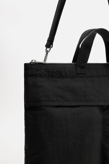 NYLON SHOPPER BAG - Black by Zara - Image 2