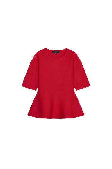 PLAIN KNIT PEPLUM TOP