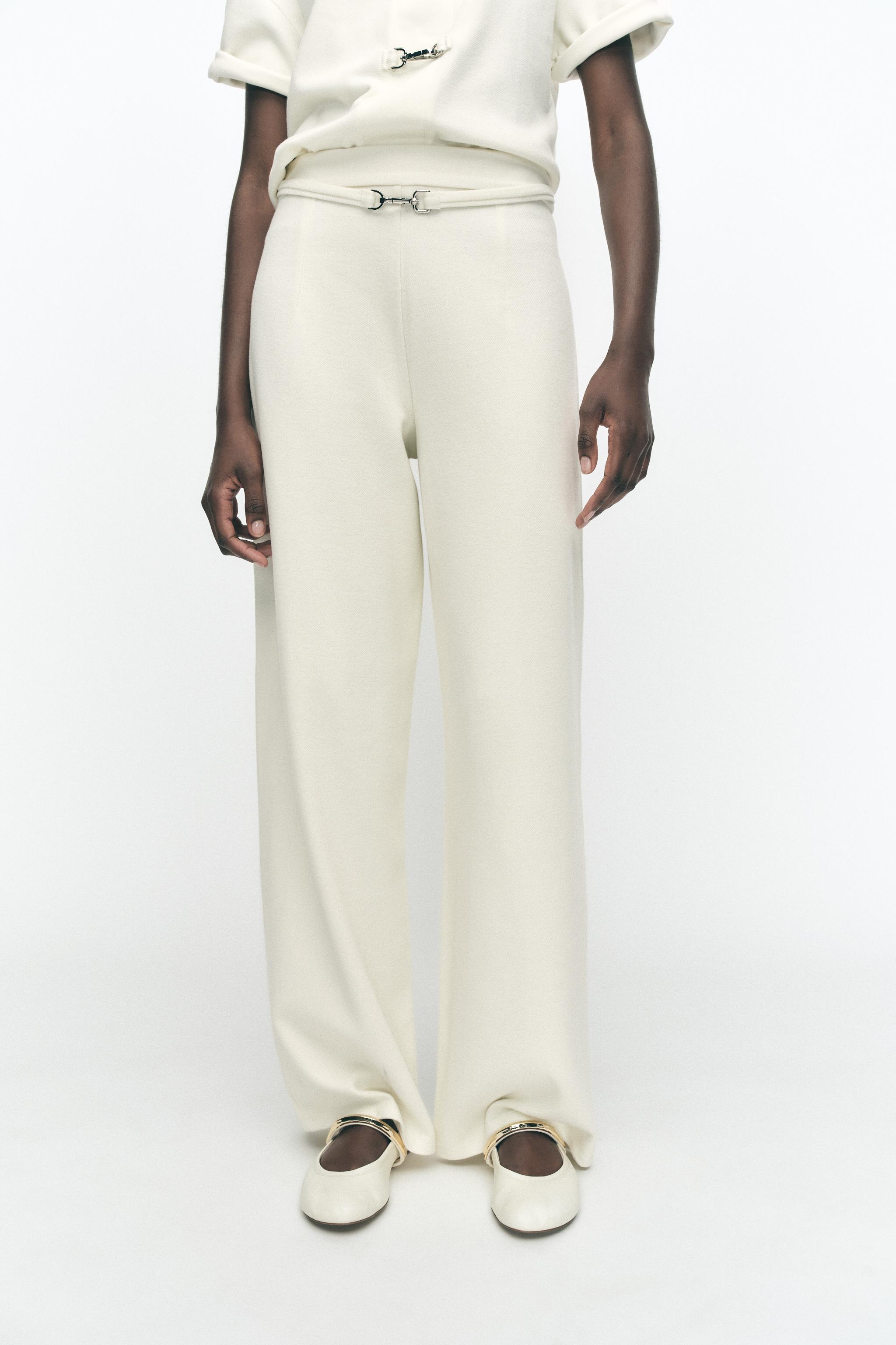 バックル付きワイドレッグパンツ - エクリュ | ZARA Japan / 日本