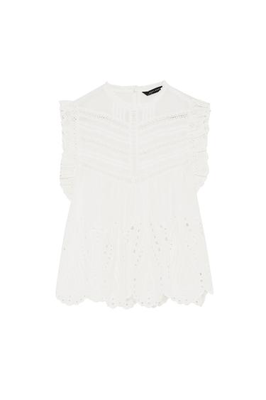 EMBROIDERED BLOUSE WITH PERFORATIONS