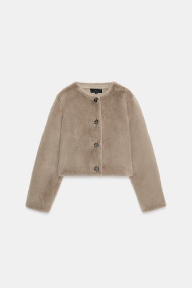 VESTE COURTE EFFET FOURRURE - Beige de Zara - Image 4