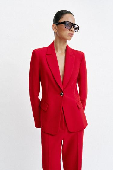 BLAZER ENTALLADA HOMBRERAS - Rojo de Zara