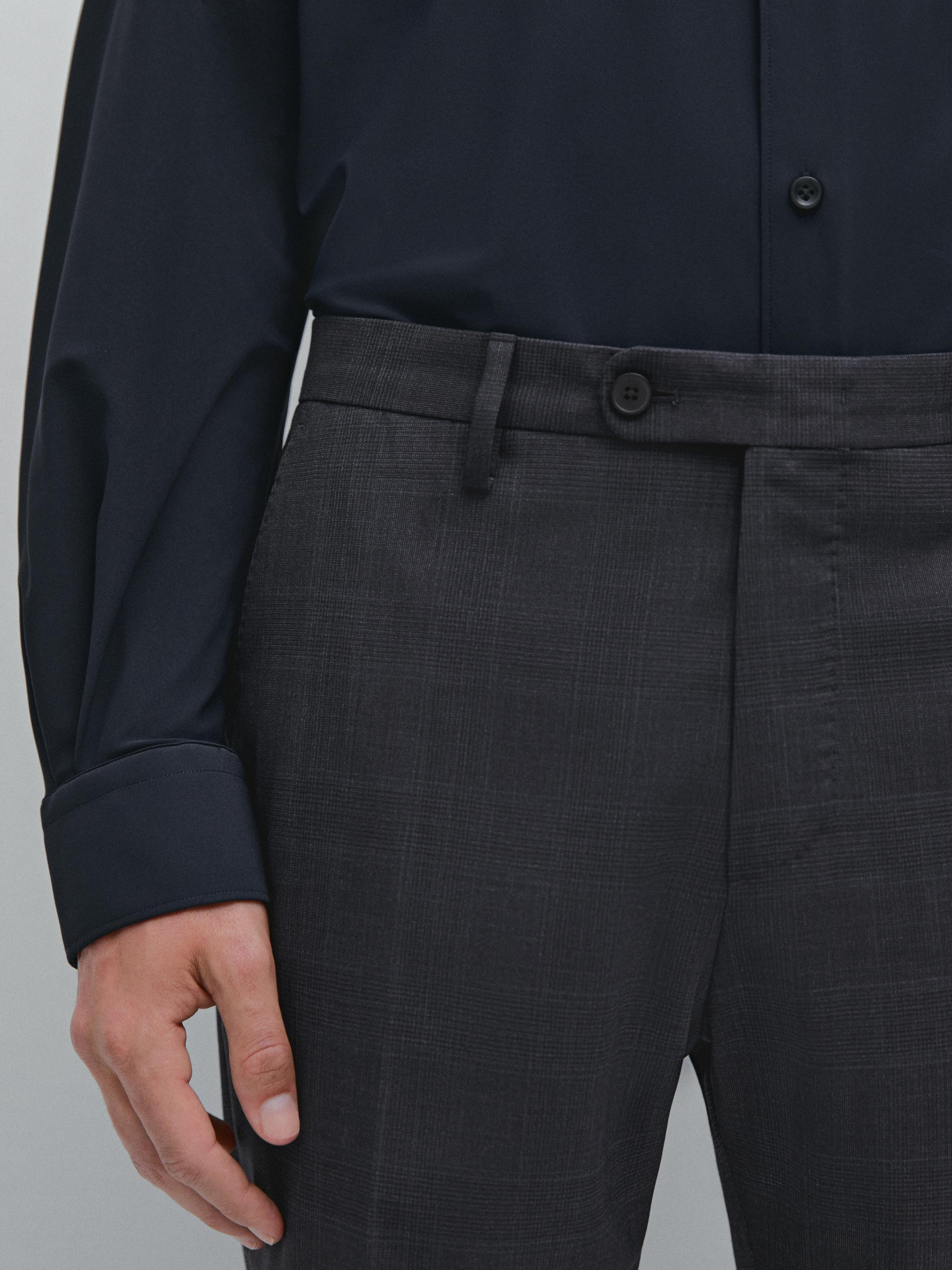 Pantalon de costume à carreaux 100 % laine