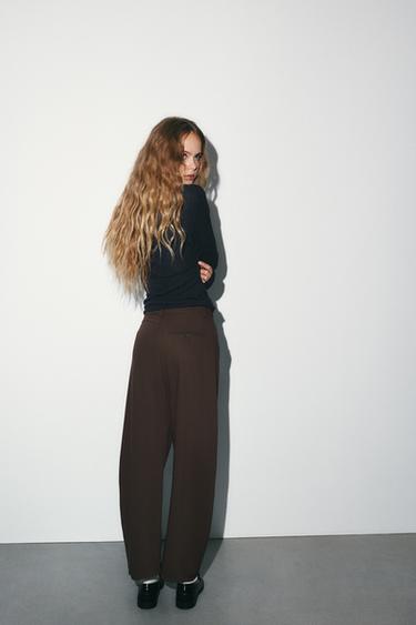 PANTALÓN BALLOON - Marrón oscuro de Zara