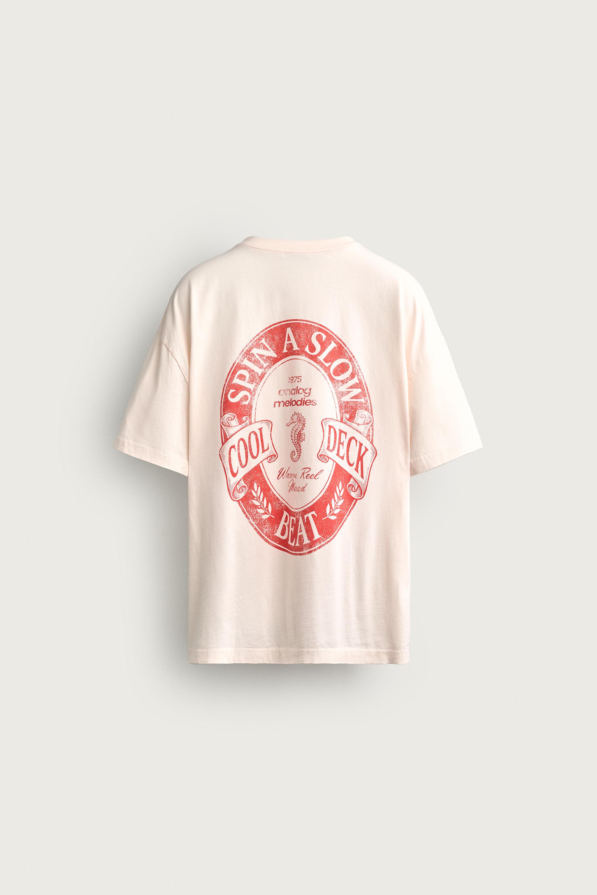 RELAXED FIT WASHED TEXT T-SHIRT — Pink