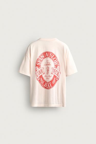 リラックスフィット ウォッシュドテキストTシャツピンクZaraのリラックスフィット ウォッシュドテキストTシャツ - ピンク 