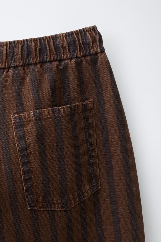 JEANS LARGE À RAYURES - Marron | ZARA France