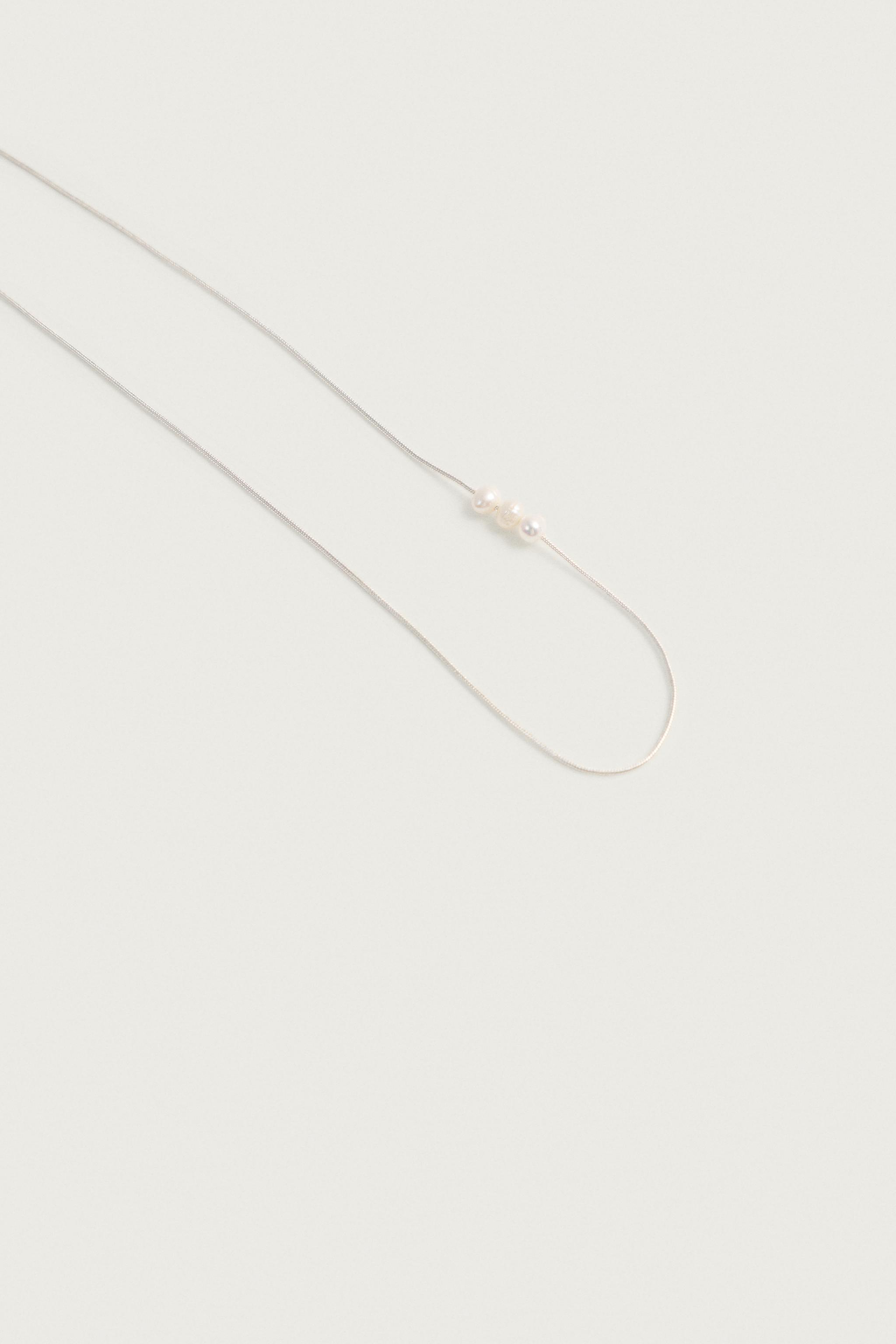 COMBINED PEARL NECKLACE — Silver