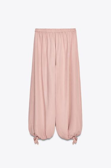 ZW COLLECTION FLOWING GATHERED TROUSERS - Pink by Zara - Image 6