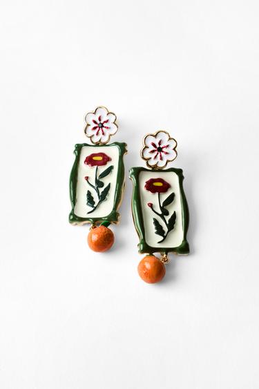 PENDIENTES FLOR RESINA - Dorado de Zara