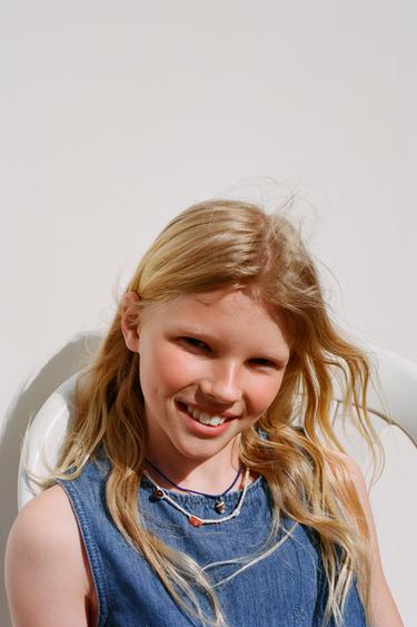 Zara EMBROIDERED FLORAL DENIM TOP - Blue