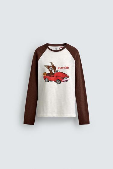 Zara GREMLINS™ & © FLAMED ILLUSTRATION T-SHIRT X DYLAN´S T-SHIRT CLUB X ZARA - Brown / White