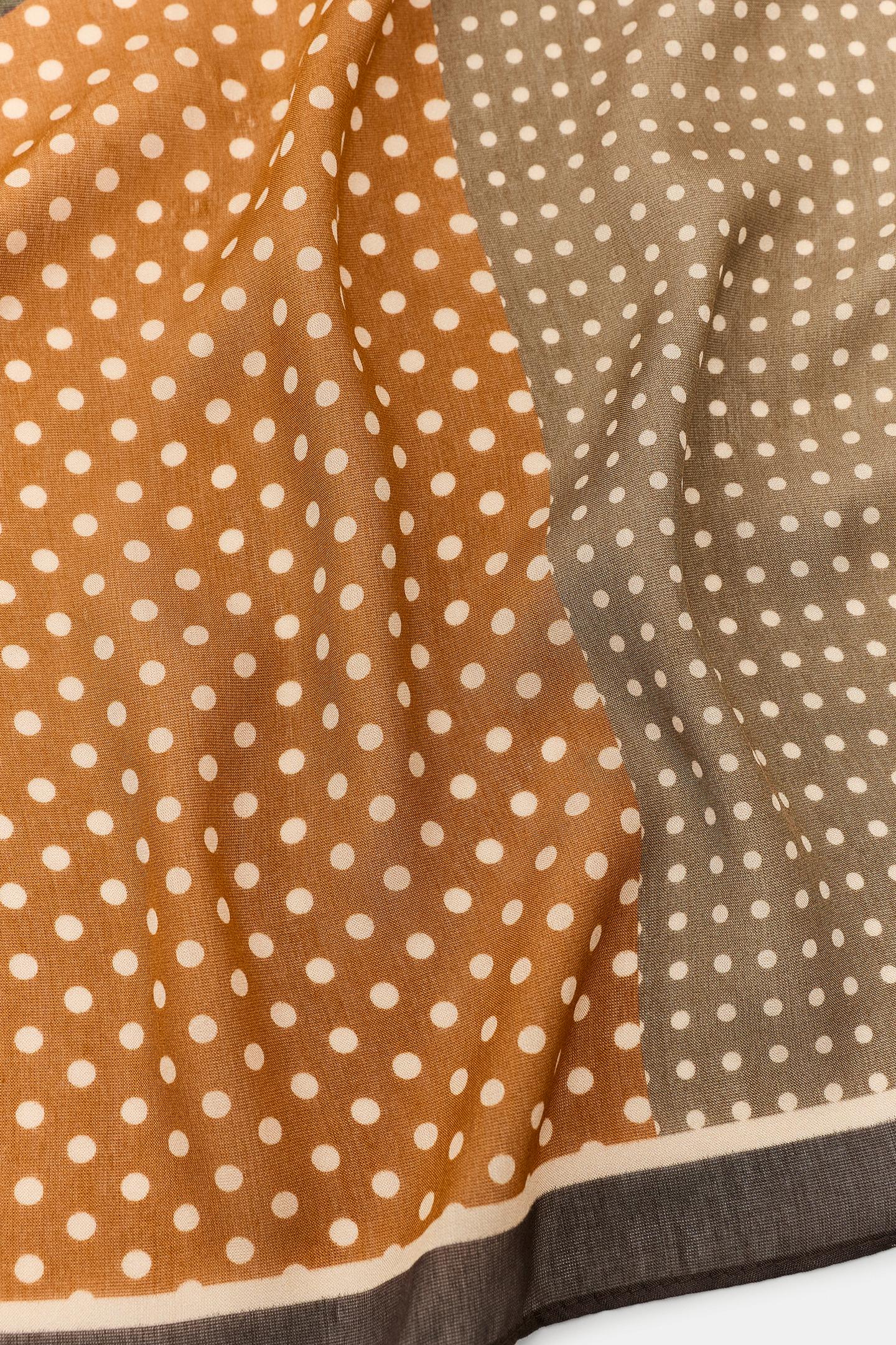 Женский шарф Zara Polka Dot Printed, цвет: Коричневый — фото 3
