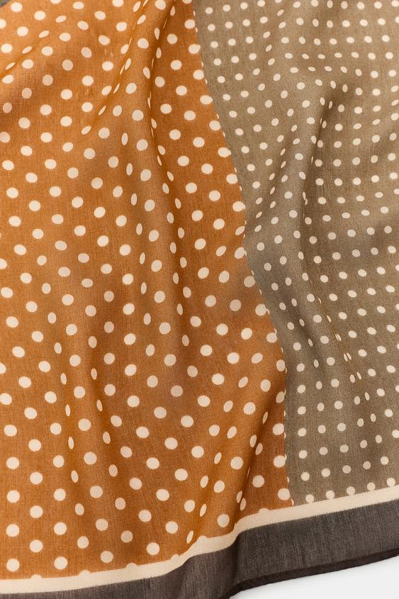 FOULARD À IMPRIMÉ POIS - Marron de Zara - Image 1