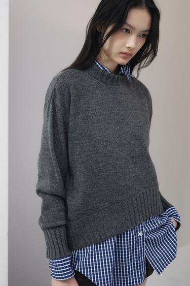 RIBBED KNIT SWEATER - Grey marl by Zara