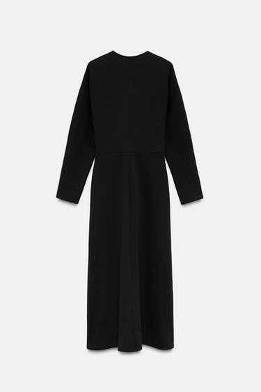 Zara INTERLOCK MIDI DRESS - Black