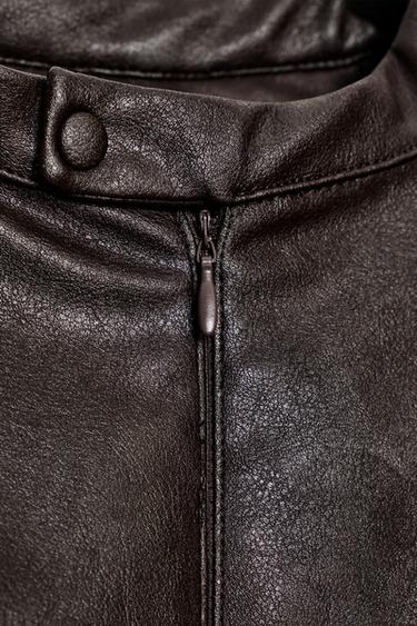 FAUX LEATHER MINI DRESS - Dark brown by Zara - Image 9