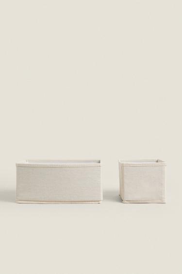 FOLDABLE COTTON STORAGE BOX - Light beige by Zara