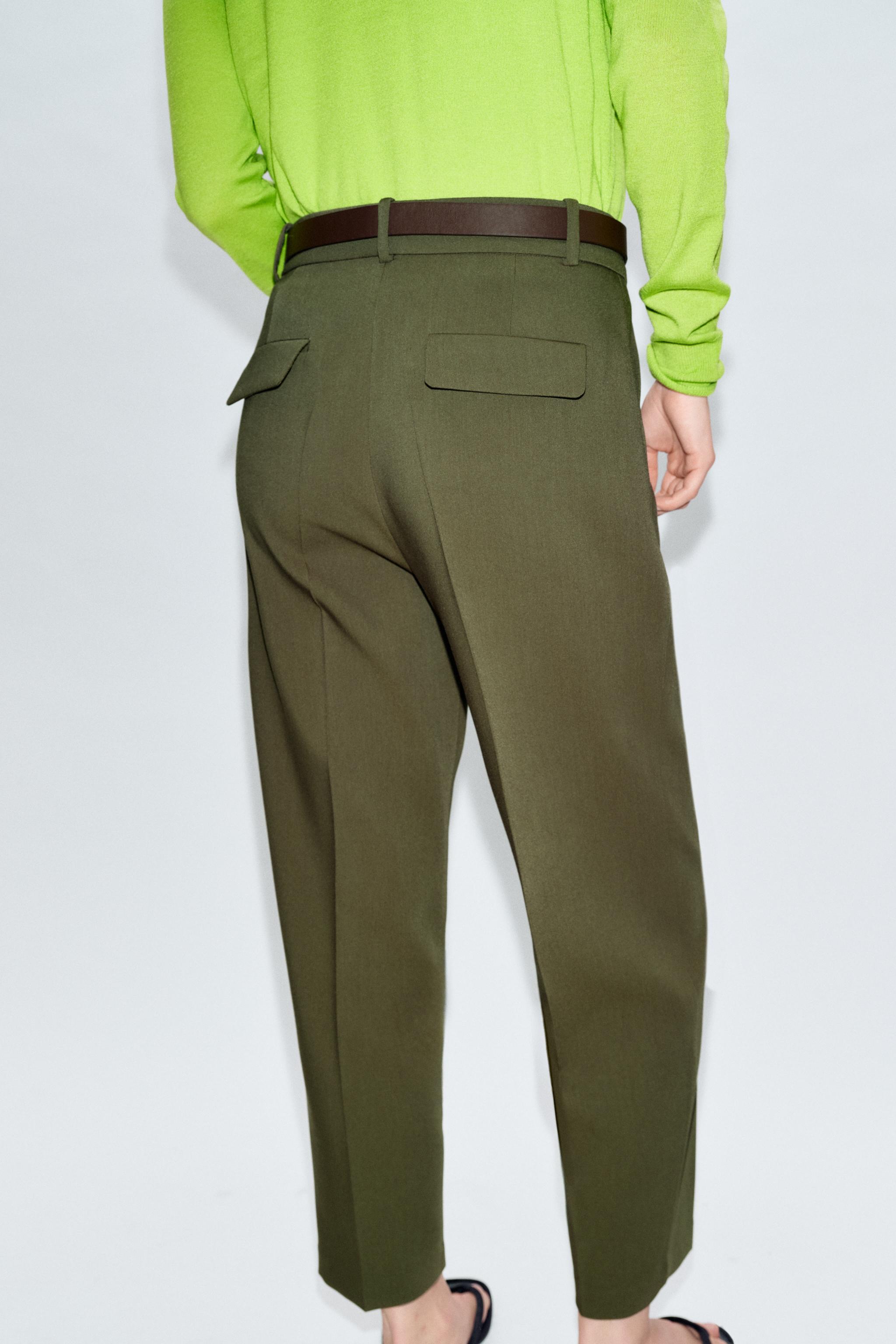 BELTED PLEATED PANTS
