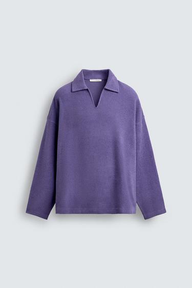 POLO RELAXED FIT COM TEXTURA - Roxo da Zara