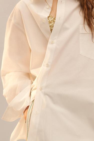 LIMITED EDITION POPLIN SHIRT WITH LACE COLLAR - White by Zara - Image 3
