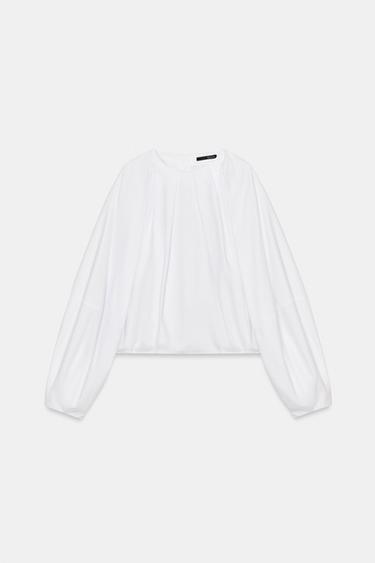 CHEMISE EN POPELINE À BALLON - blanc de Zara - Image 6