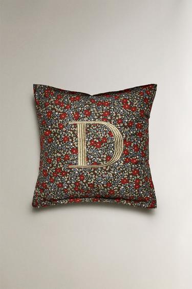 FLORAL CHRISTMAS LETTER 'D' CUSHION - Multicoloured by Zara - Image 0