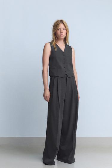 WAISTCOAT WITH BACK STRAP - Dark grey by Zara - Image 0