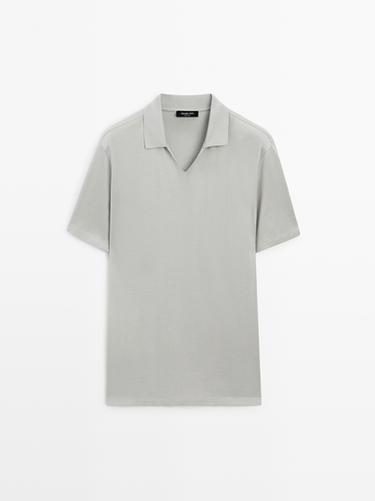 Zara Cotton V-neck polo shirt - Ice