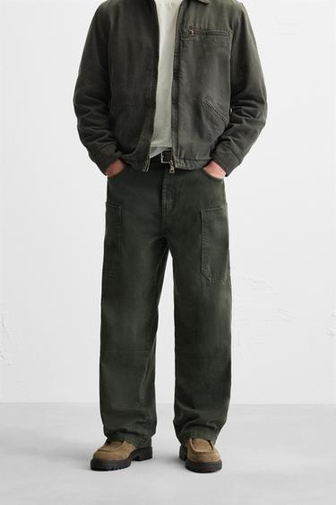 FADED CARGO TROUSERS - Bottle green by Zara