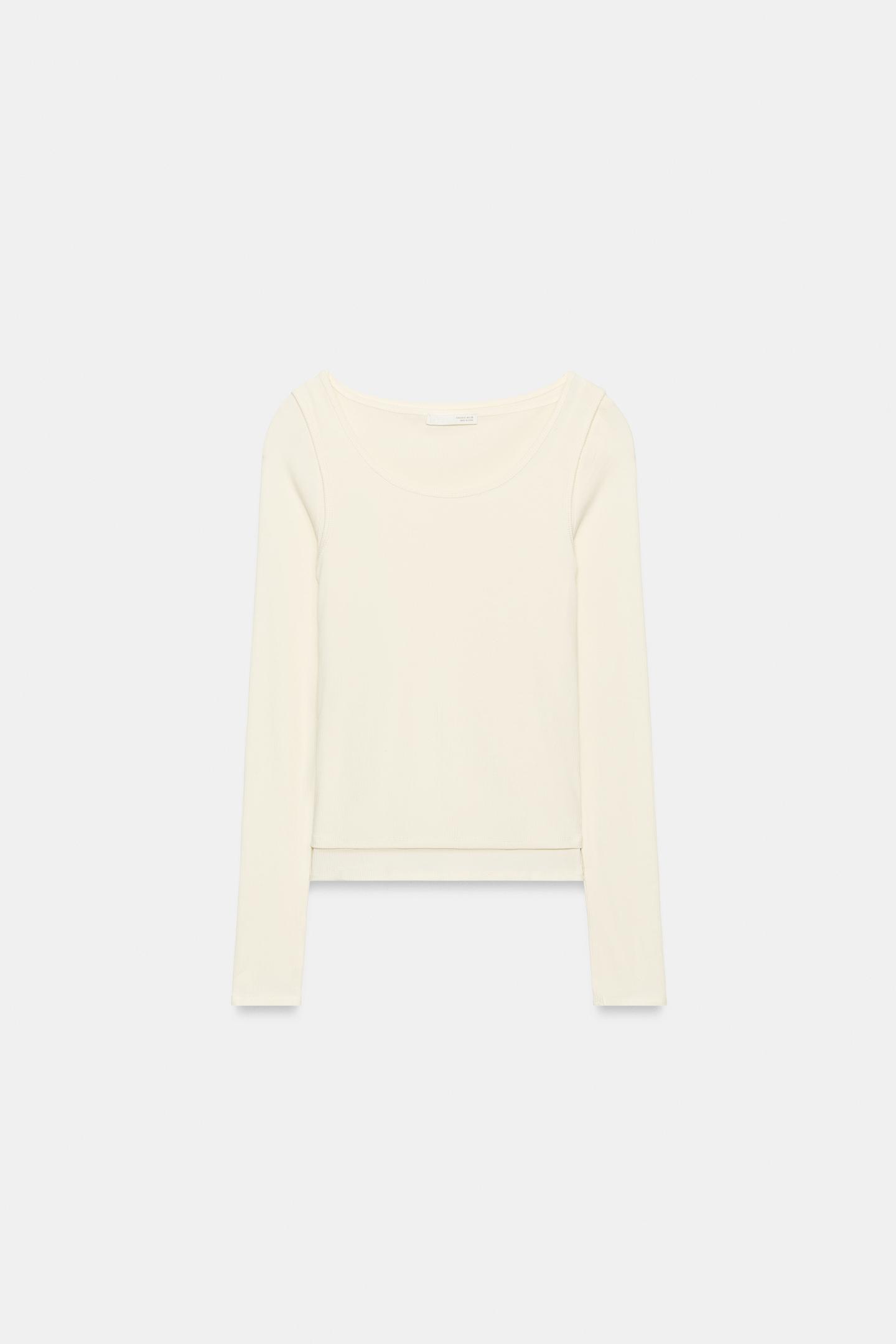 Женская футболка Zara Layered Effect, цвет: Сливочный — фото 6