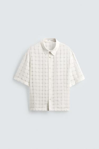 JACQUARD NEEDLE-PUNCH SHIRT - Oyster-white by Zara - Image 6