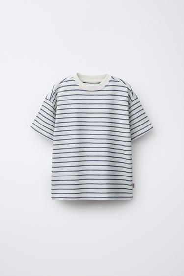 CAMISETA RAYAS ESTRUCTURA - Marino / Blanco de Zara