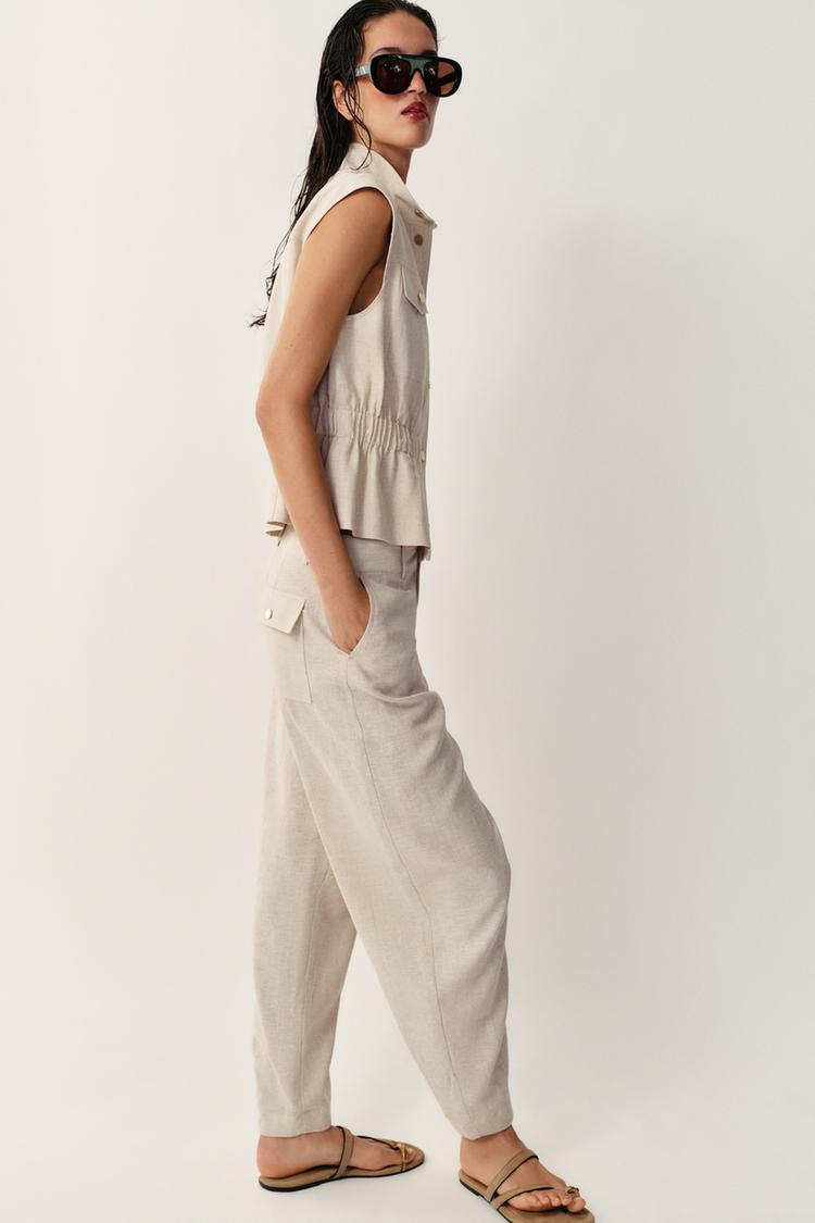 Pantalones rectos de mezcla de lino 3