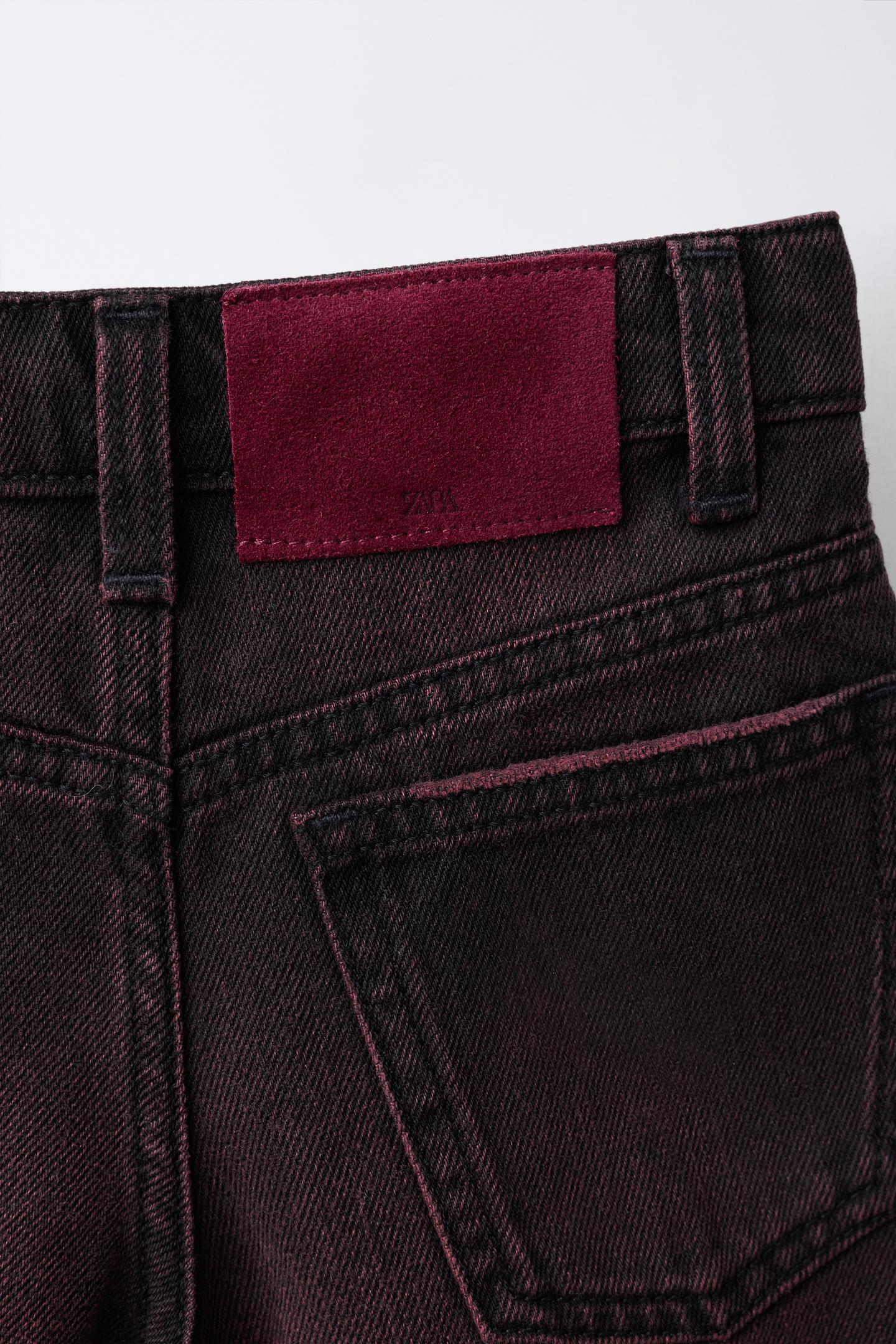 Детская юбка Zara Studded Denim Bermuda, цвет: Бордовый — фото 5
