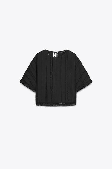 BLUSA COM BORDADOS BORDADOS - Preto da Zara