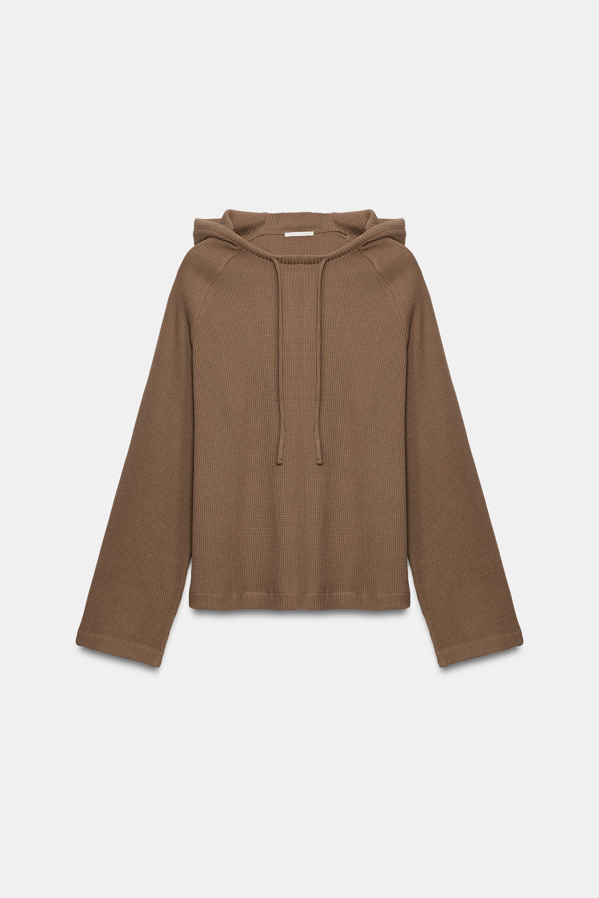 Zara KAPÜŞONLU GOFRE KUMAŞ SWEATSHIRT görsel 5