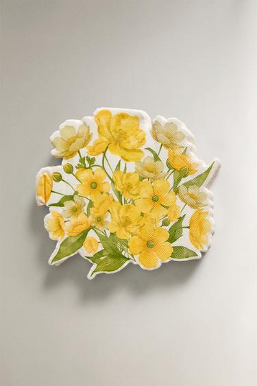 PACK OF FLORAL PAPER NAPKINS (PACK OF 20) - Orange by Zara