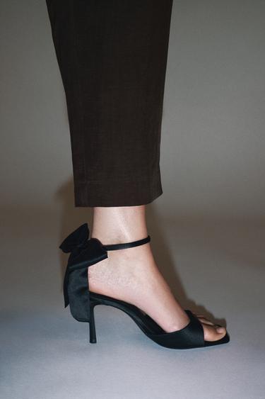 SANDALIA TACÓN MAXI LAZO - Negro de Zara