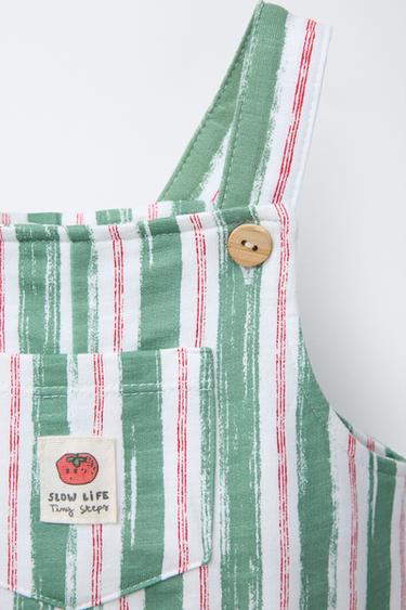 STRIPED PLUSH JUMPSUIT - Green / Ecru by Zara - Image 2