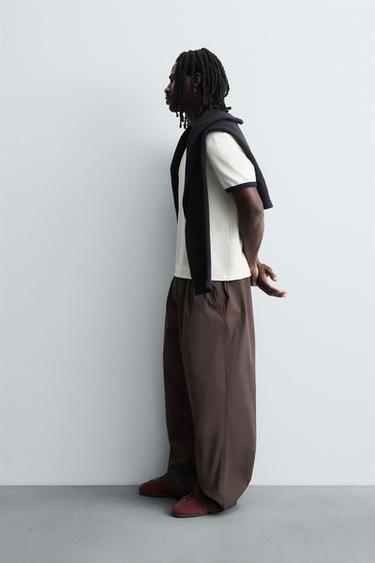 BALLOON FIT PLEATED TROUSERS - Brown by Zara - Image 3