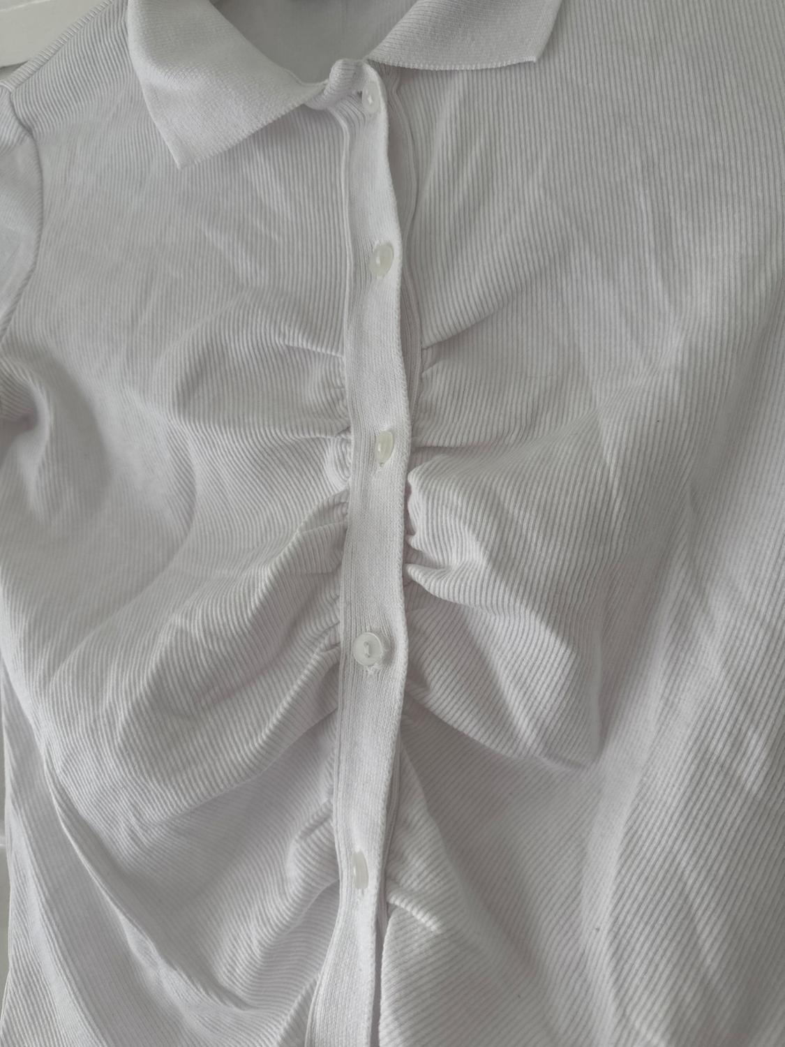 RIBBED POLO SHIRT WITH GATHERED DETAIL - Image 3