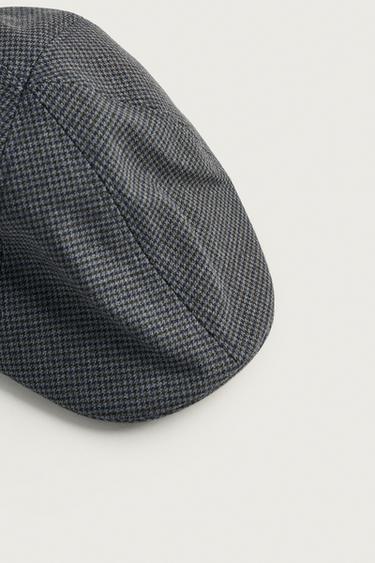 HOUNDSTOOTH STRUCTURED BERET — Navy blue 2